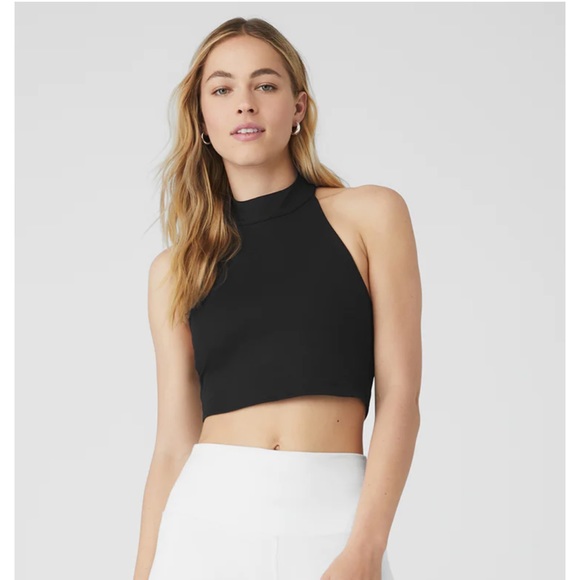 ALO Yoga Tops - ALO Yoga Black High Neck Crop Top